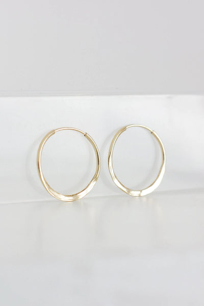 Gold Half Hammered Hoops Large