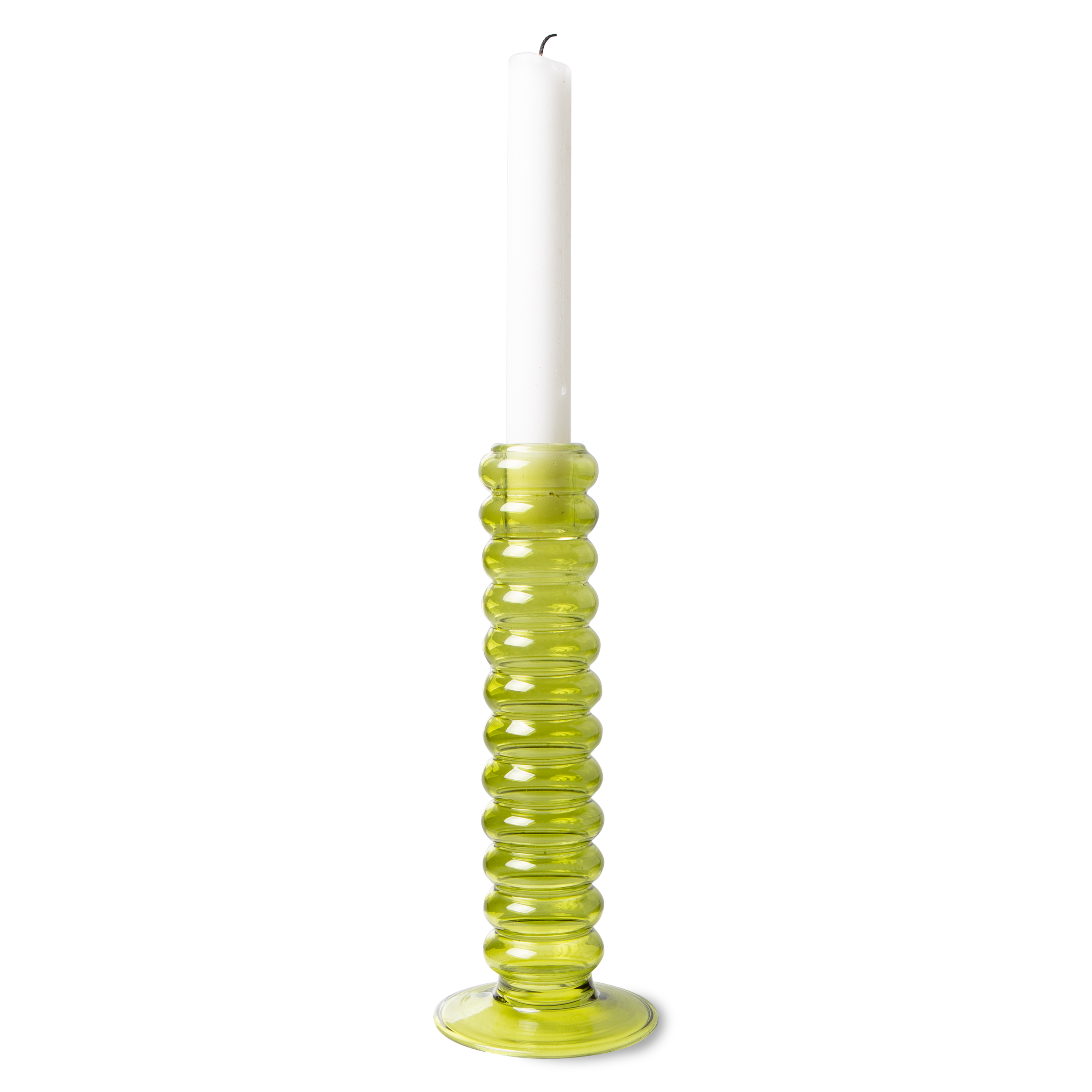 Lime Green Glass Candle Holder