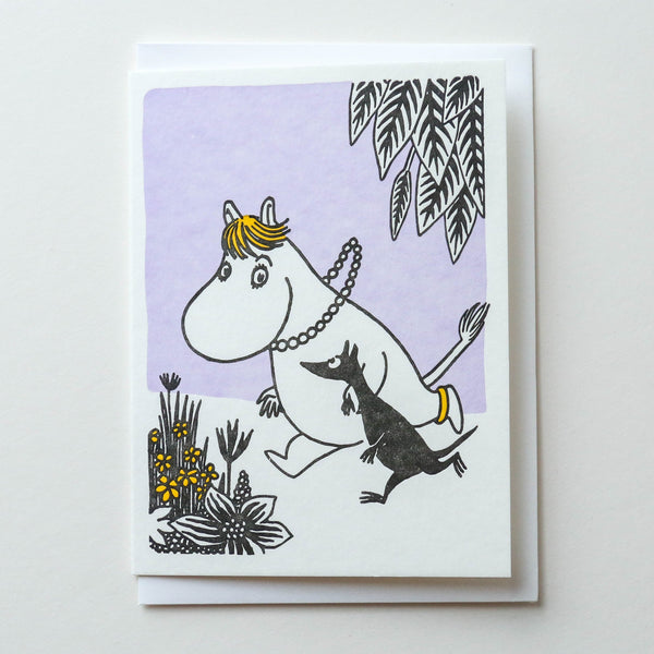 Moomin Snow Running Letterpress Greetings Card