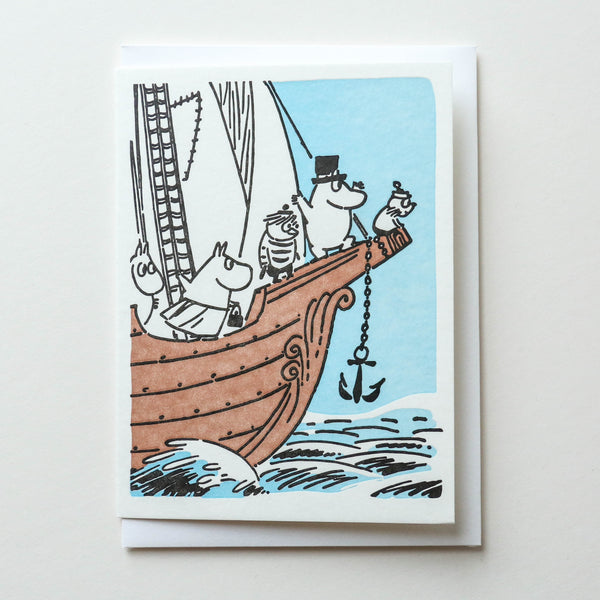 Moomin Ship Ahoy Letterpress Greetings Card