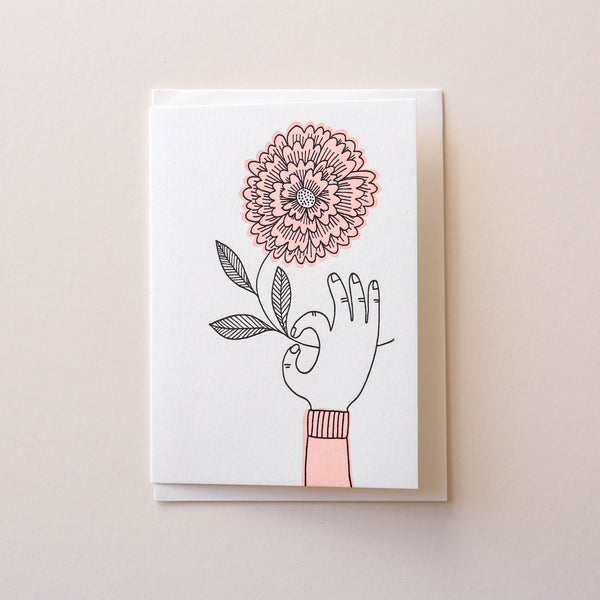 Hand And Flower Greetings Card