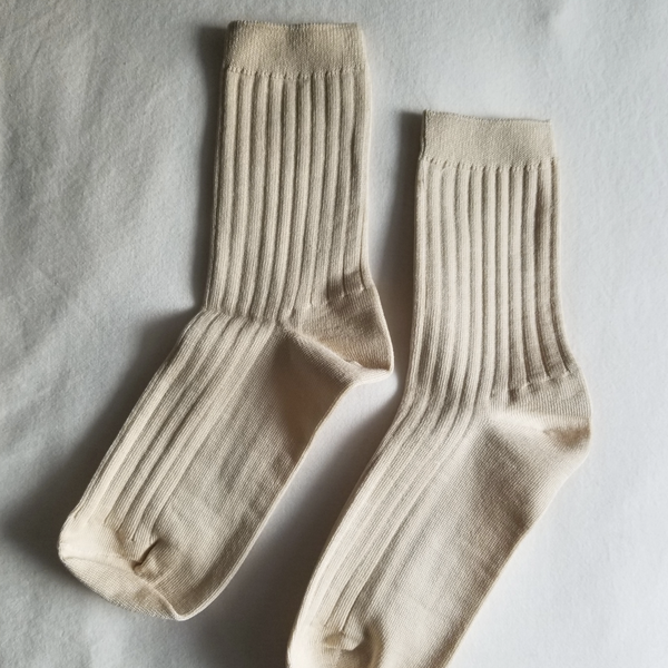 Le Bon Shoppe Knit Rib Her Socks | Porcelain