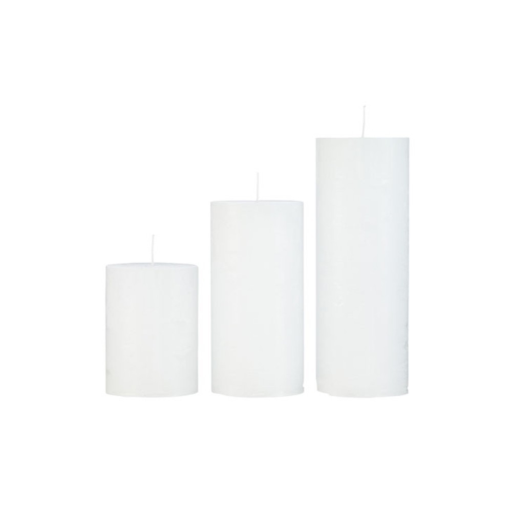 Scottie & Russell Large Rustic White Pillar Candles.