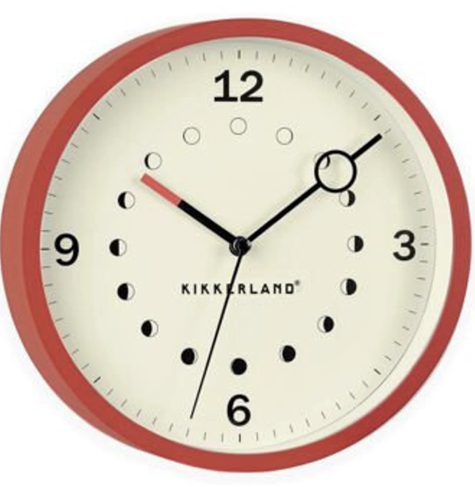 Kikkerland Design Moon Phase Red Clock