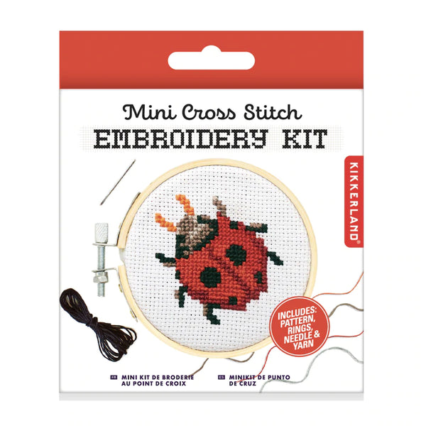 Kikkerland Design Mini Cross Stitch Embroidery Kit - Ladybug