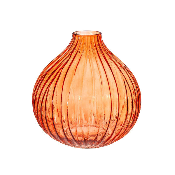 | Round Fluted Glass Vase | Amber