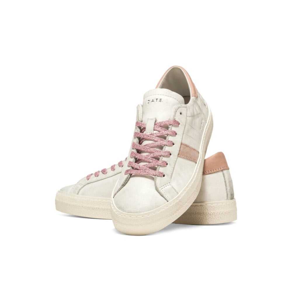 Hill Low Trainers in Vintage White/Pink W351-HL-VC-WP