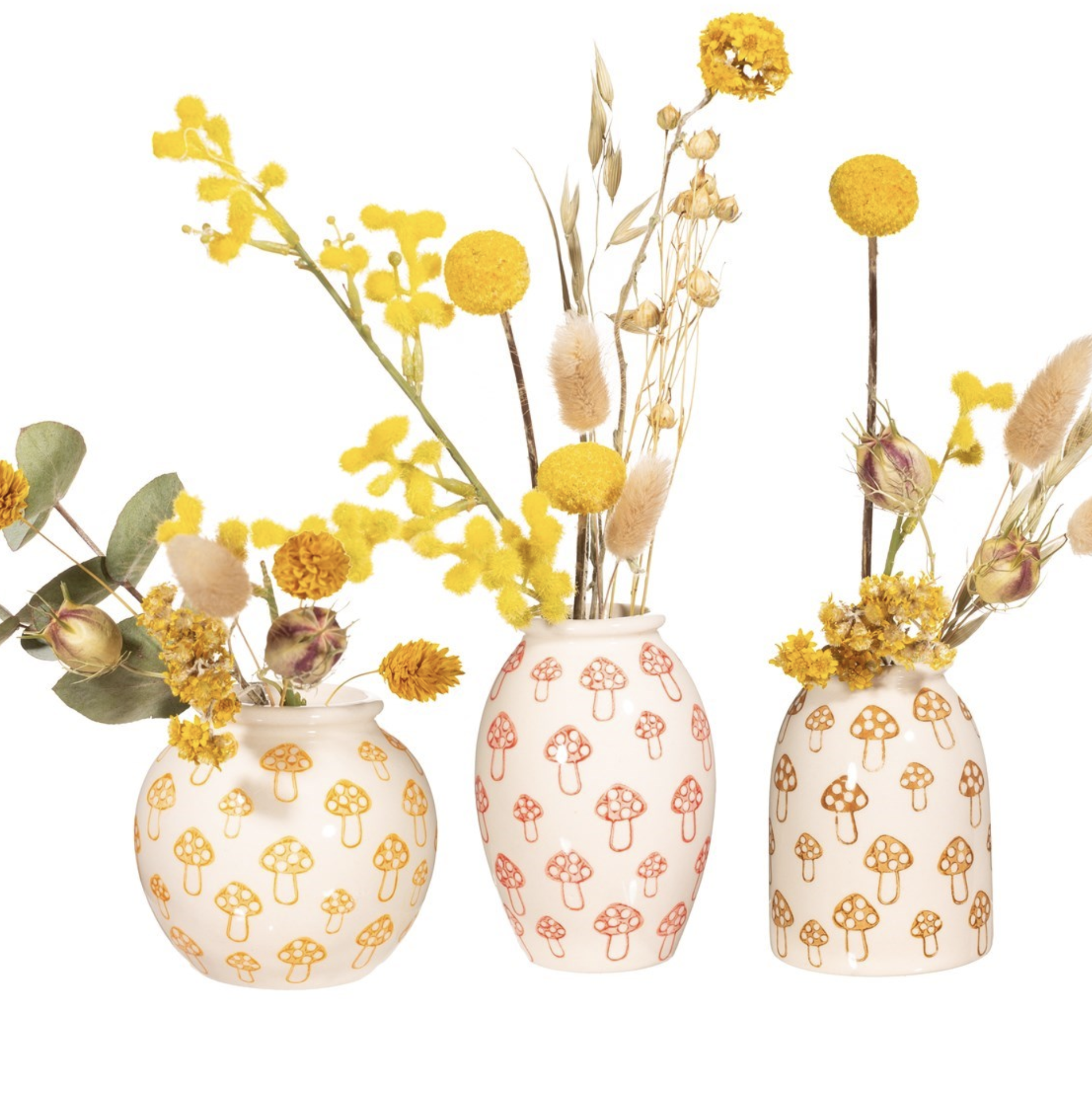 Sass & Belle  Mushroom Print Mini Vases Assorted