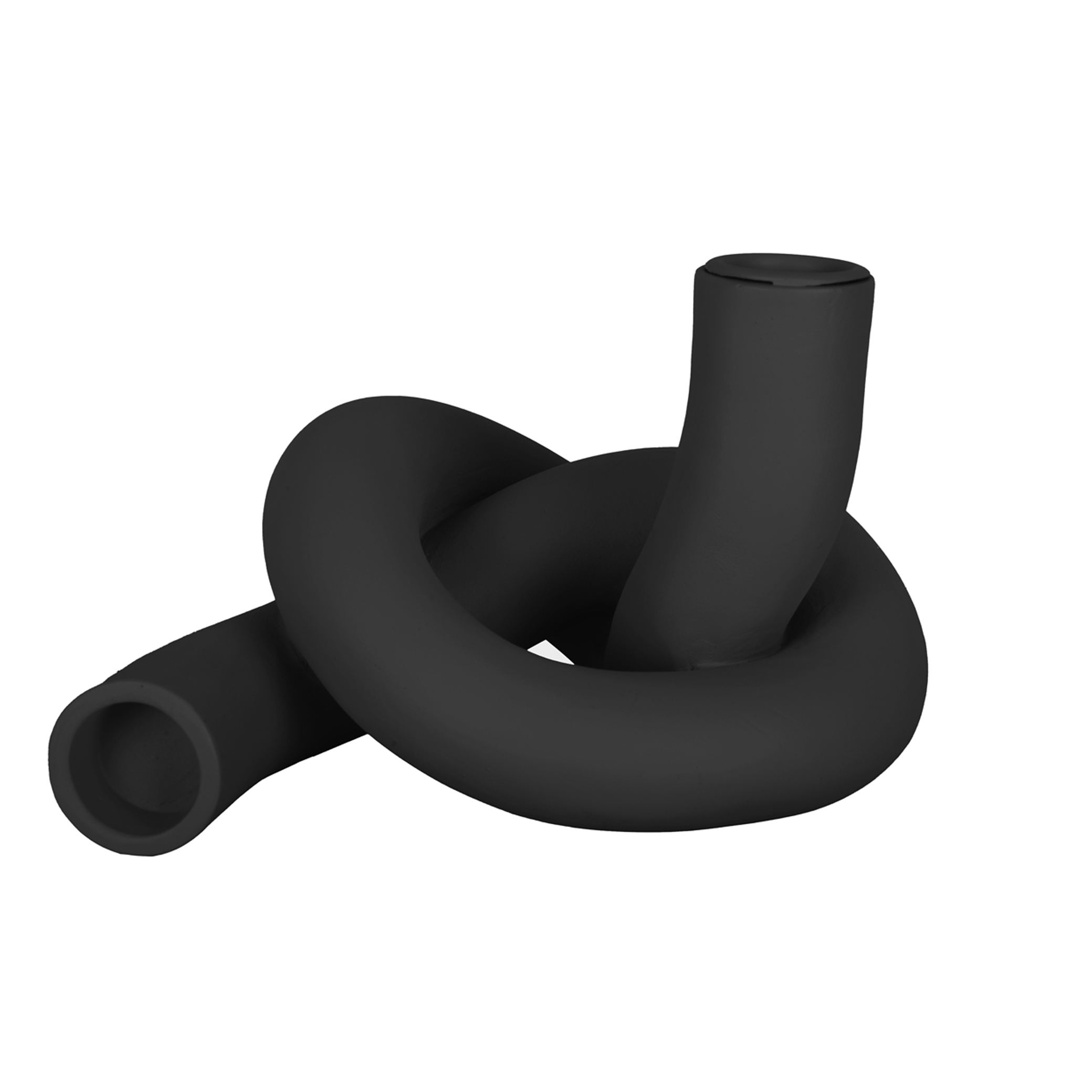 present-time-single-knot-sculpture-candle-holder-midnight-black