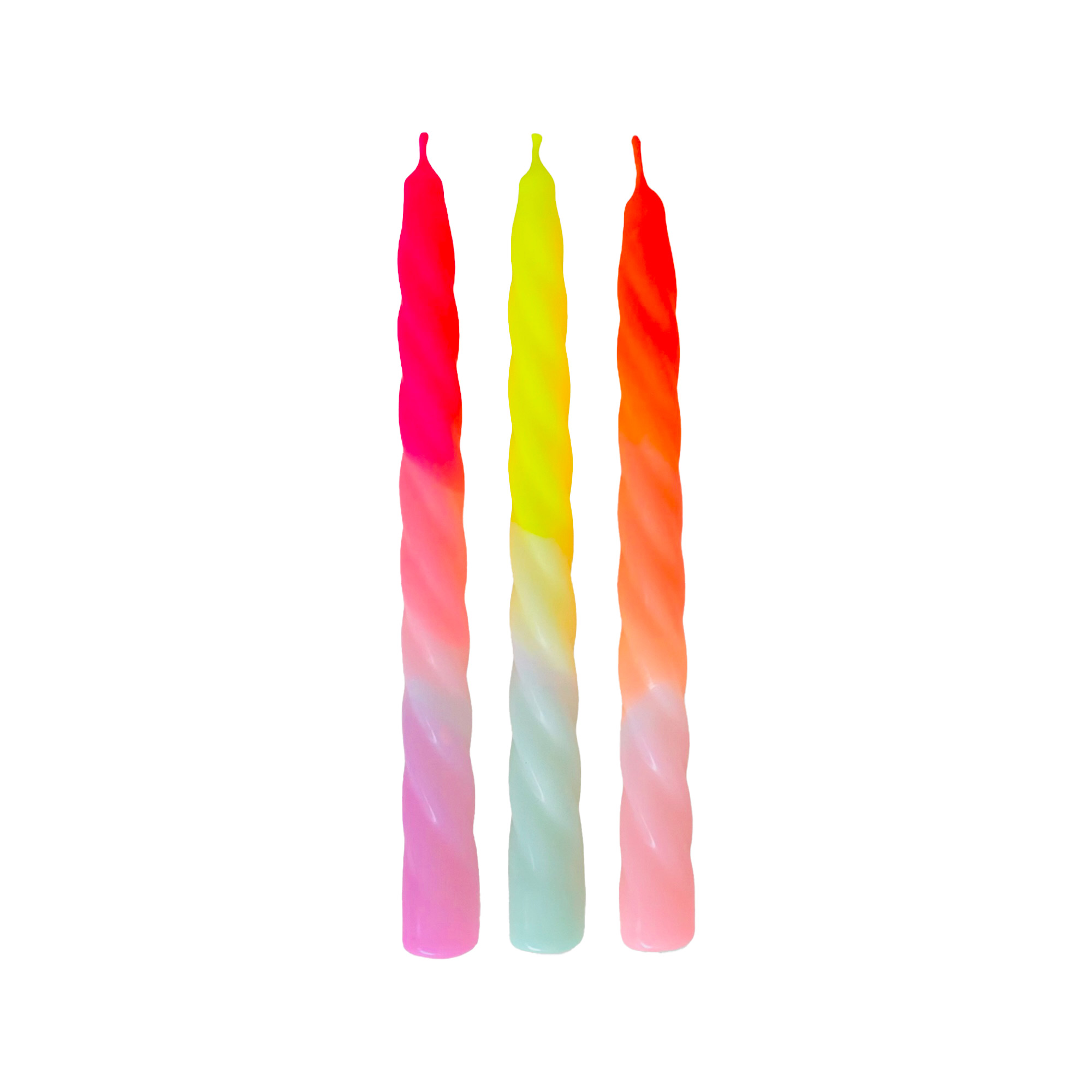 Pink Stories Fruit Salad Neon Dip Dye Twisted Dinner Candles