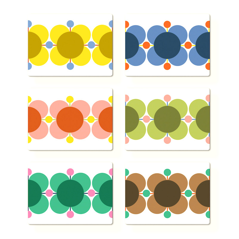 Set Of 6 Fifties Flower Placemats