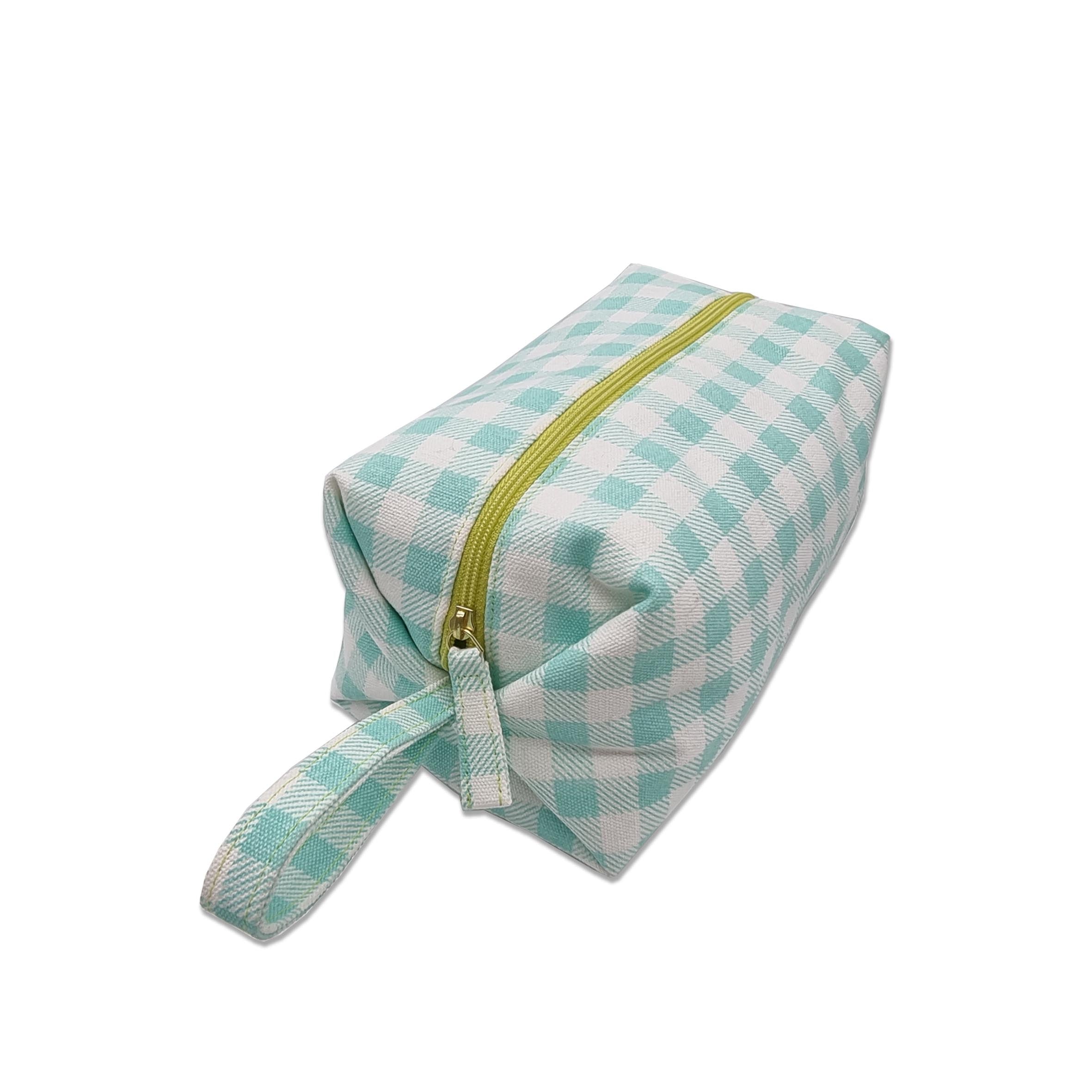 Gingham Washbag - Aqua