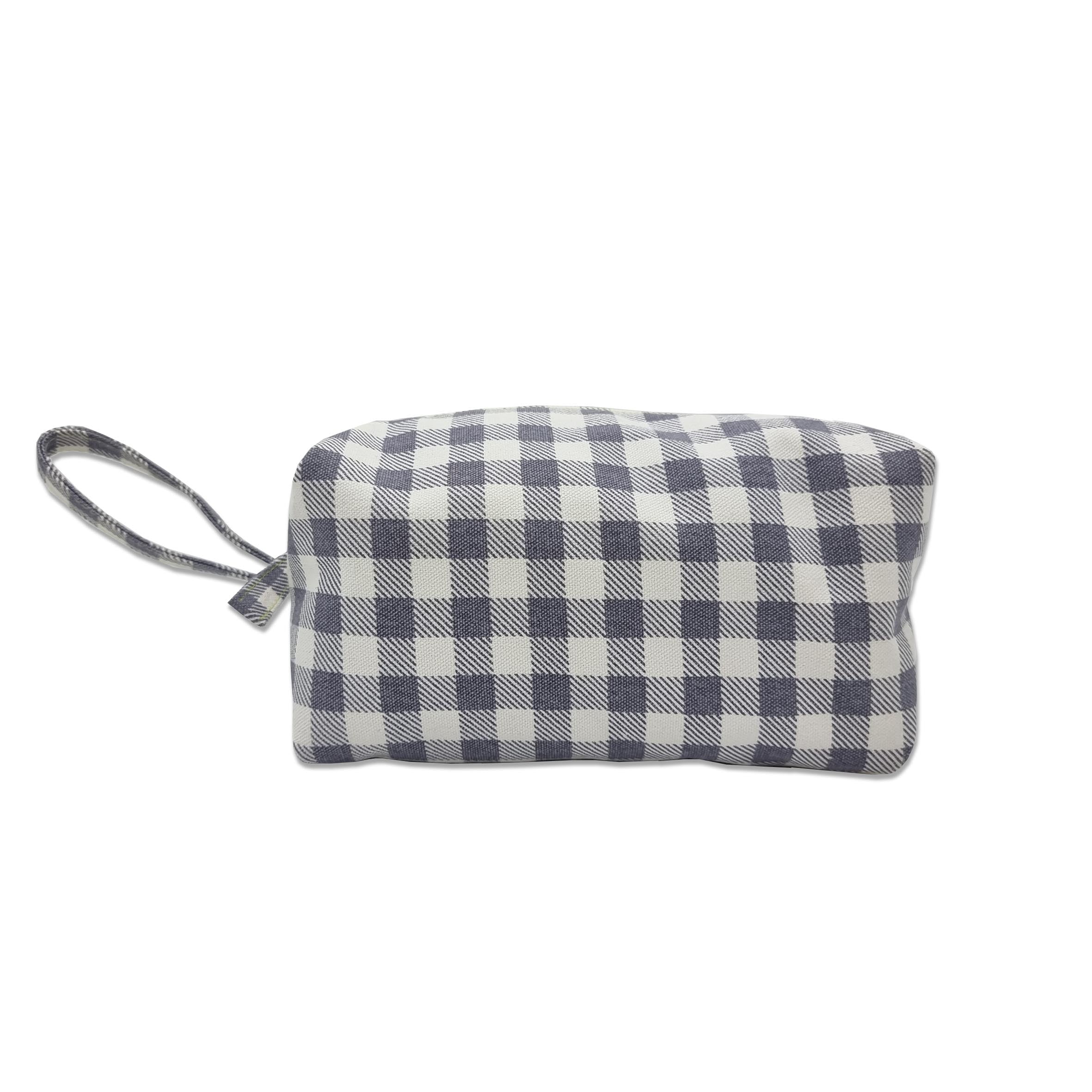 Gingham Washbag - Grey