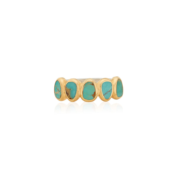 Turquoise Asymmetrical Multi-stone Ring Gold