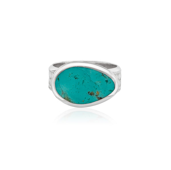 Turquoise Asymmetrical Cocktail Ring Silver