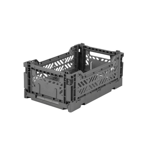 AYKASA - Small Folding Storage Crate: Stone Grey