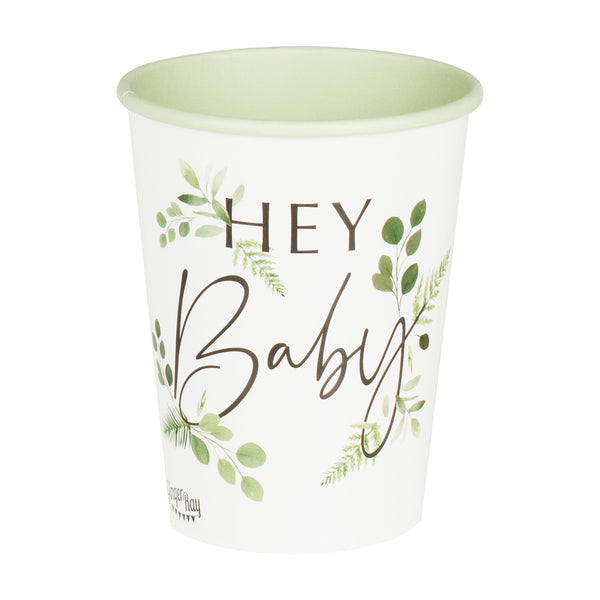 Ginger Ray Botanical Hey Baby Shower Cups