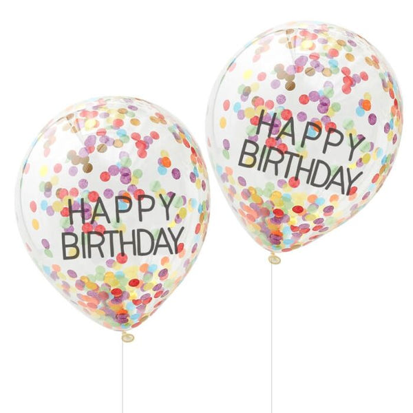 Gingerray Happy Birthday Rainbow Confetti Balloons