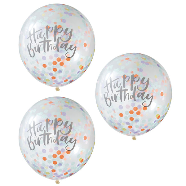 Ginger Ray Happy Birthday Pastel Confetti Balloons