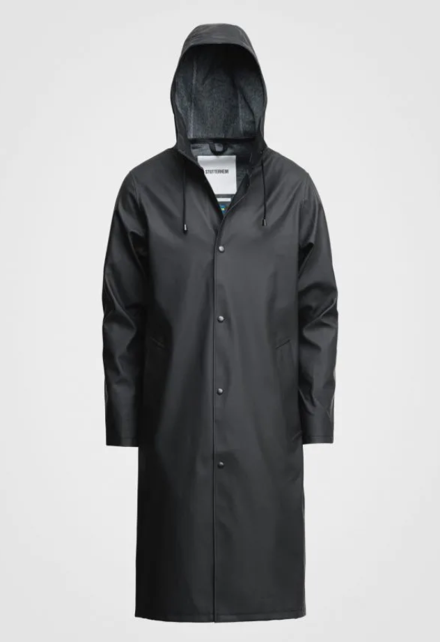 Stutterheim Black Long Print Raincoat 