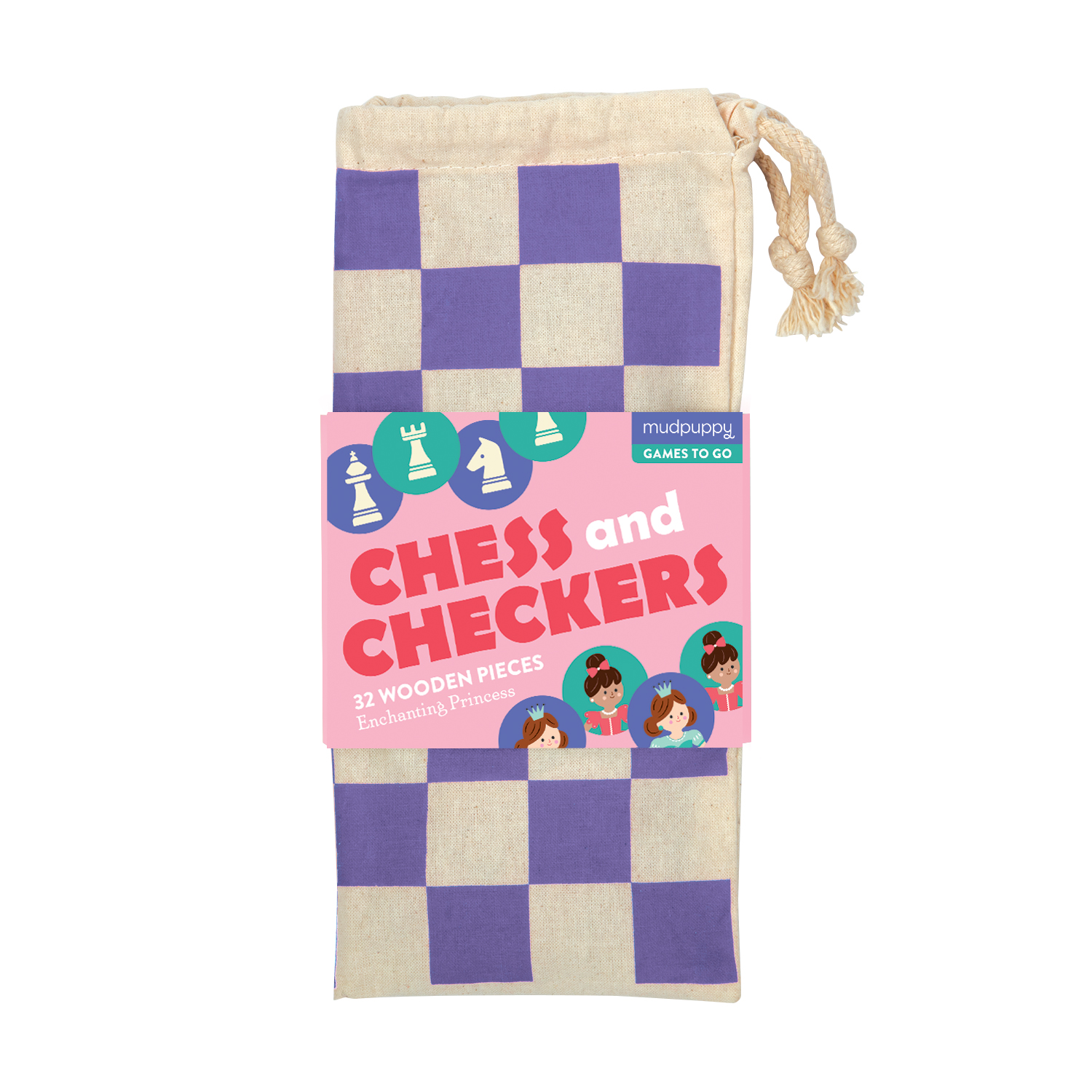 Mudpuppy Checkers and Chess Enchanted Princesses Game