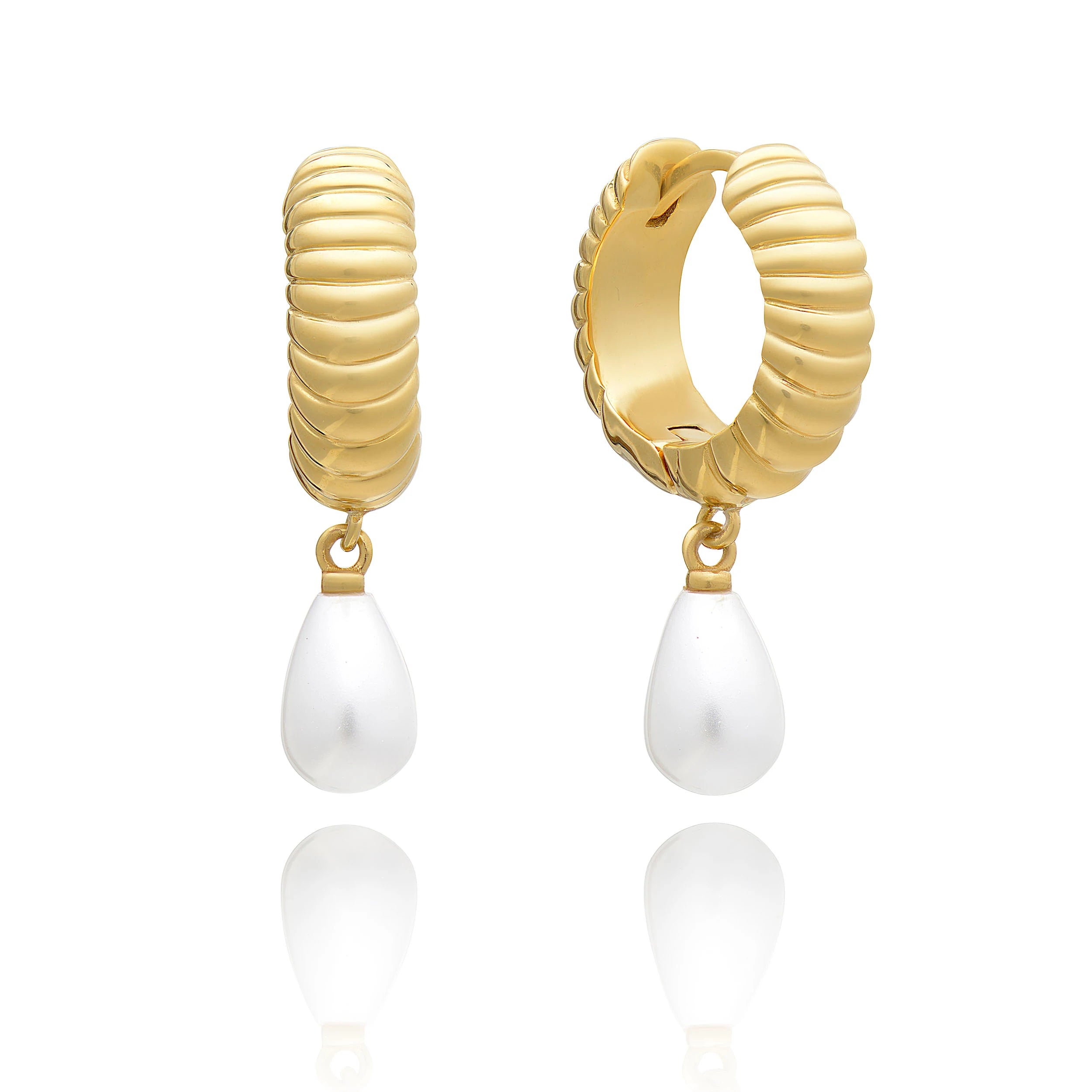 Rachel Jackson Ocean Gold Pearl Hoop Earrings