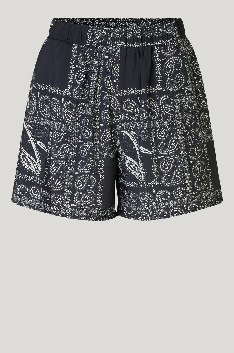 Black Paisley Print Maid Shorts