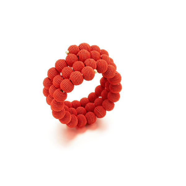 Narratives The Agency Red Springwire Woven Ball Bracelet