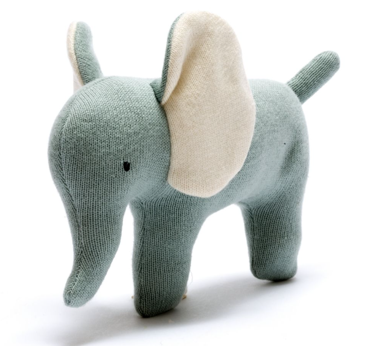Teal Organic Baby Elephant Toy