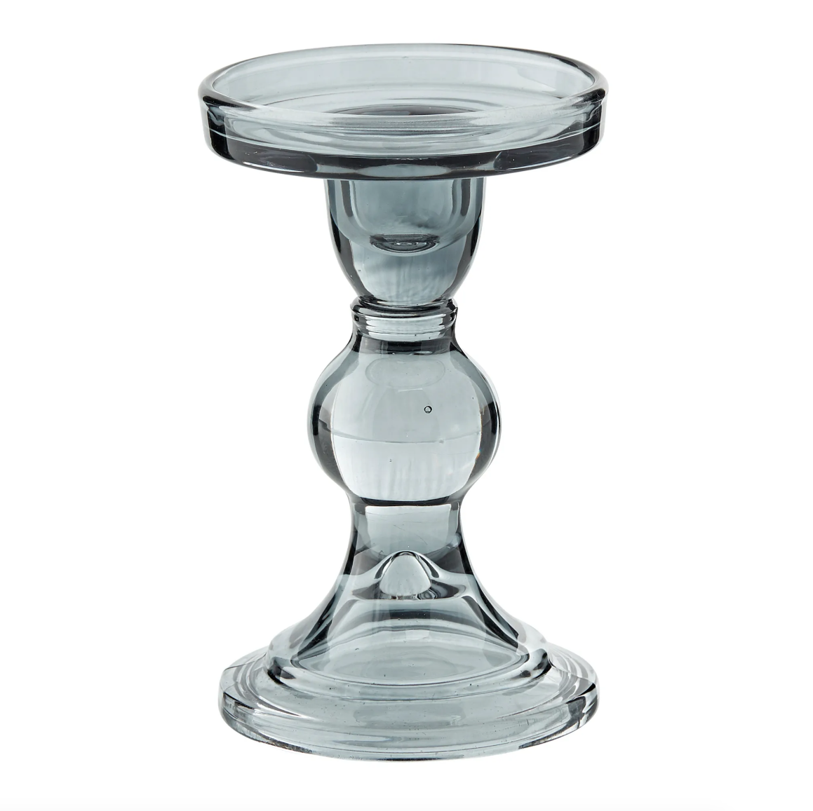 Seville Glass Candlestick - Grey