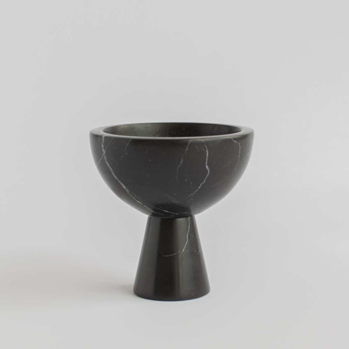 Kiwano Concept Black Marble Pedestal Bowl Small