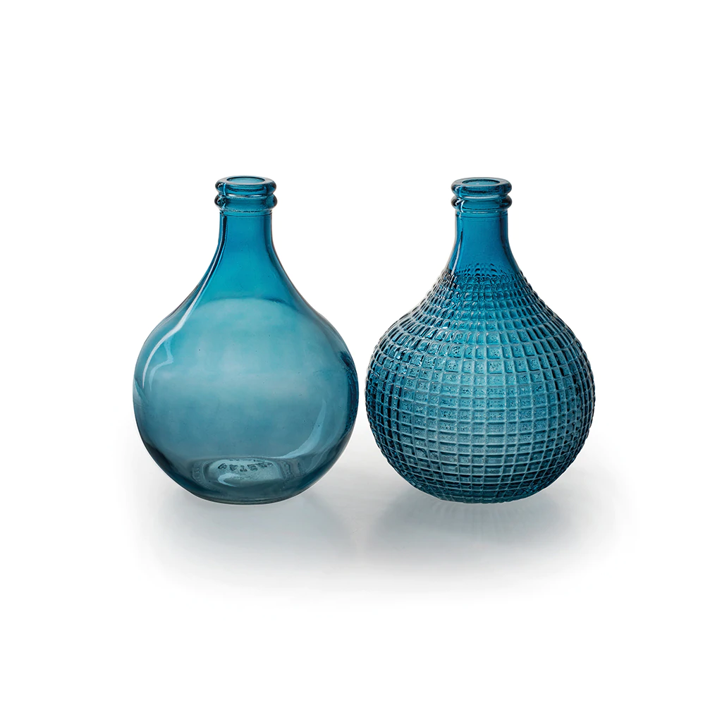 Casa Verde Serge Blue Glass Vase - Set of 2