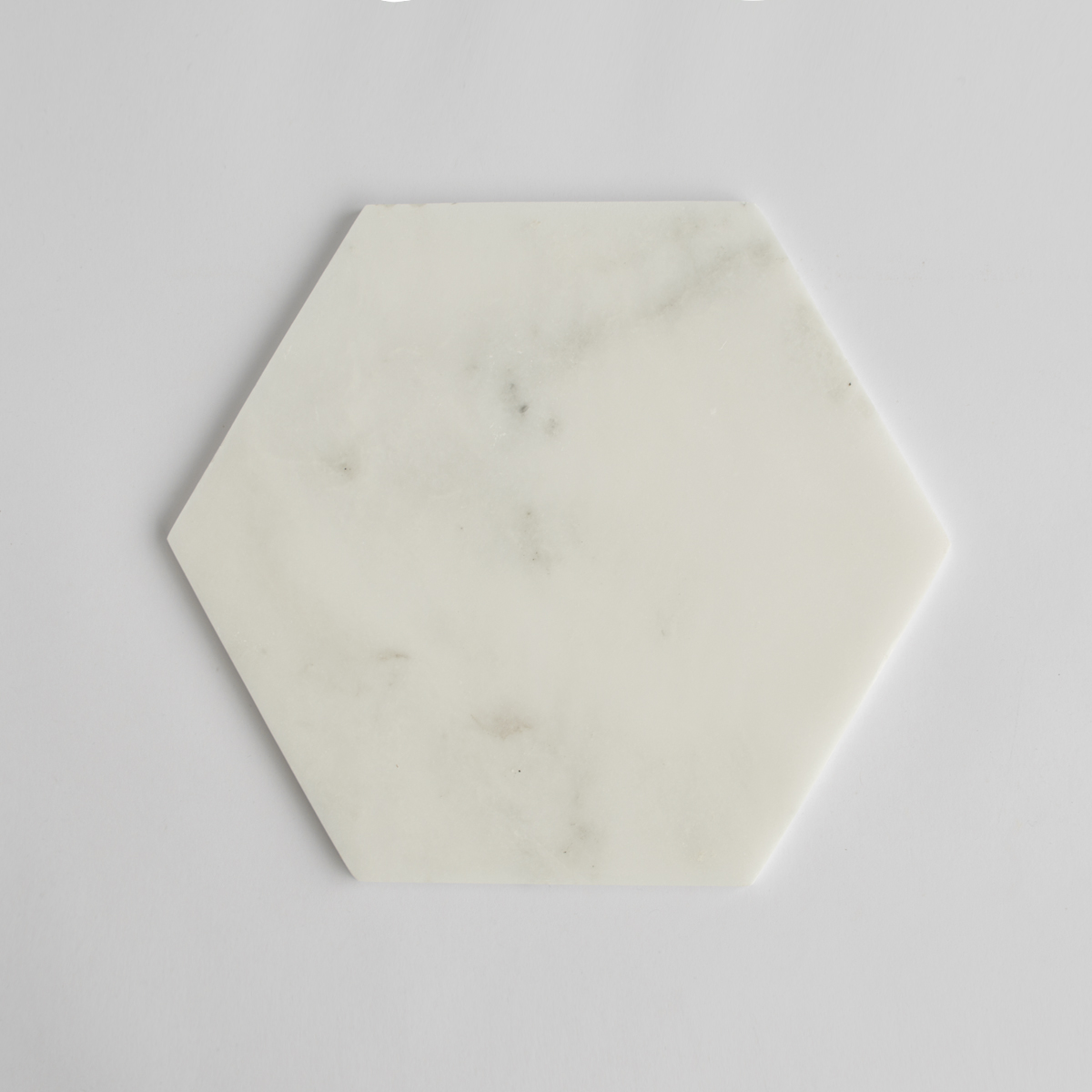 Kiwano Concept White Marble Hexagon Platter Medium