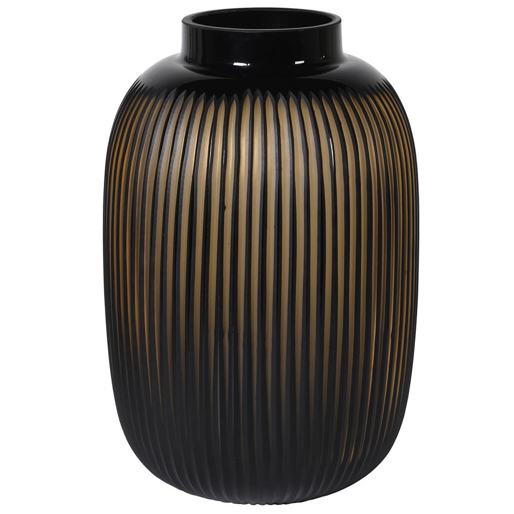THE BROWNHOUSE INTERIORS Amber Glass Ribbed Vase