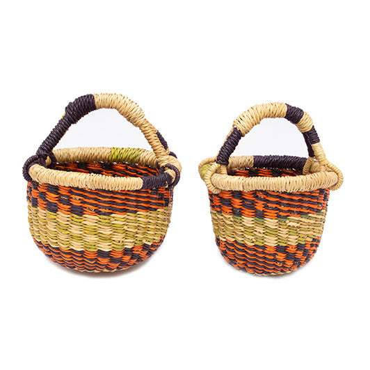 Ghanaian Mini Bolga Basket Set 'Carrot And Raisin&#x27