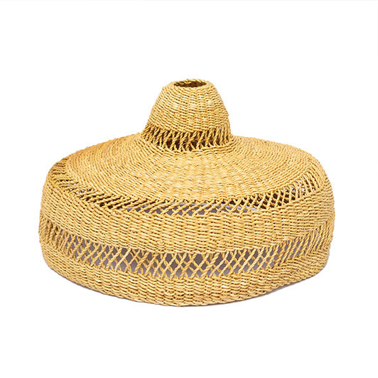 Ghanaian Hand Woven Light Shade 'Natural Crosshatch&#x27