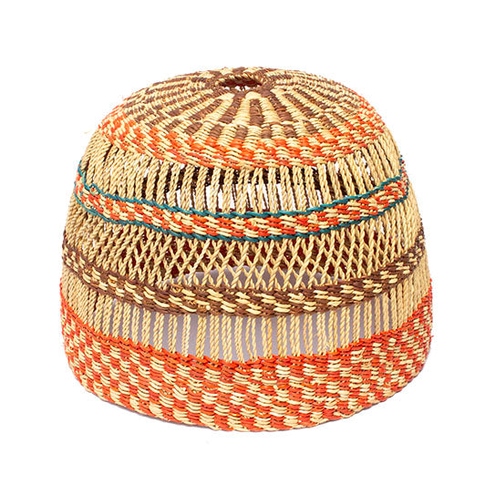 Ghanaian Hand Woven Dome Light Shade 'Coffee And Walnut&#x27