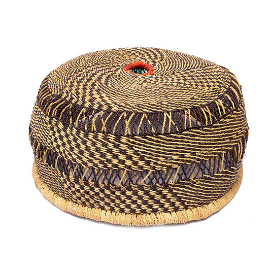 Ghanaian Hand Woven Light Shade 'Black and Natural Crosshatch&#x27