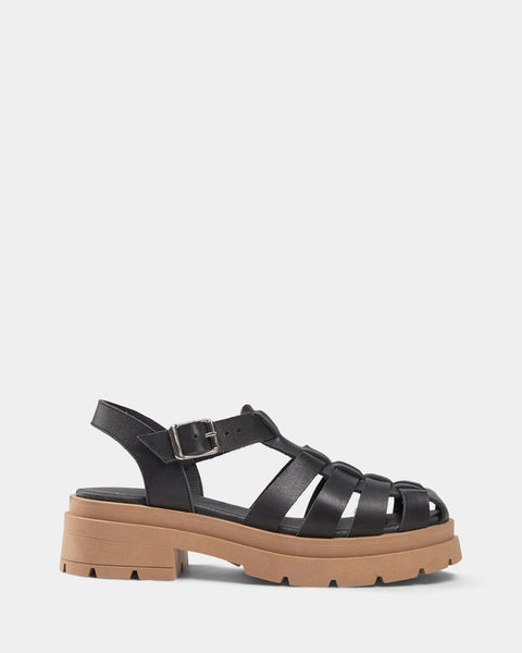 Anorak Sofie Schnoor Cage Sandals Black Leather Rubber Sole