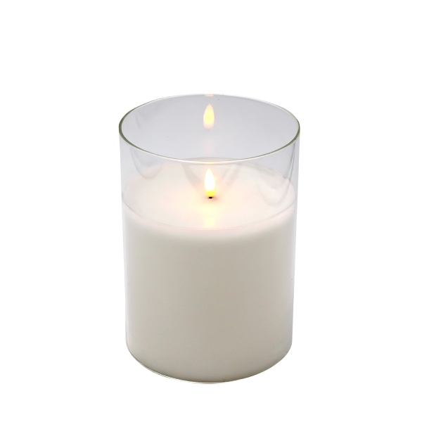 &Quirky LED White Pillar Candle In Clear Glass Jar : Small