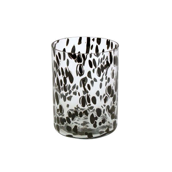 Werner Voss Leopard Pattern Black & Clear Glass Vase