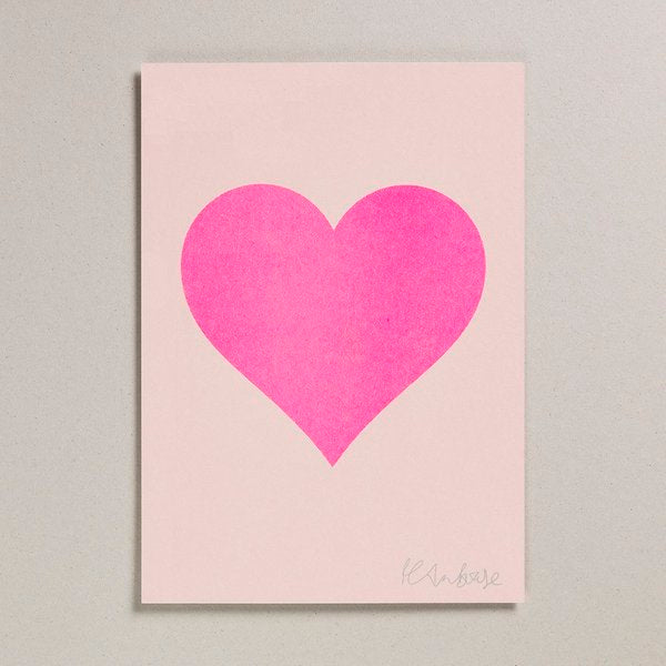 Fluoro Heart On Blush A4