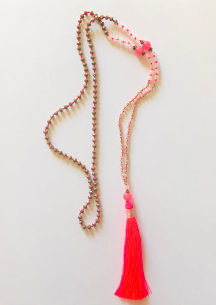 Tribe & Fable Funfair Pink Tassel Necklace