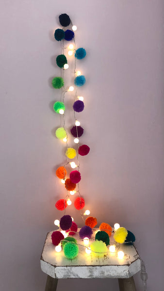 dickiebirdhomestore Rainbow Pompom Light Chain