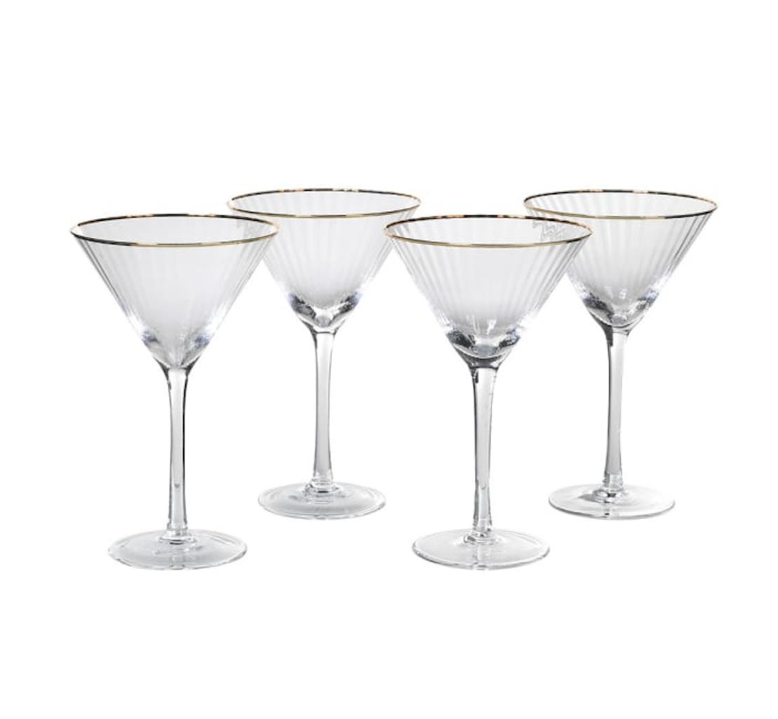 The Forest & Co. Set Of Two Ribbed Martini Glasses