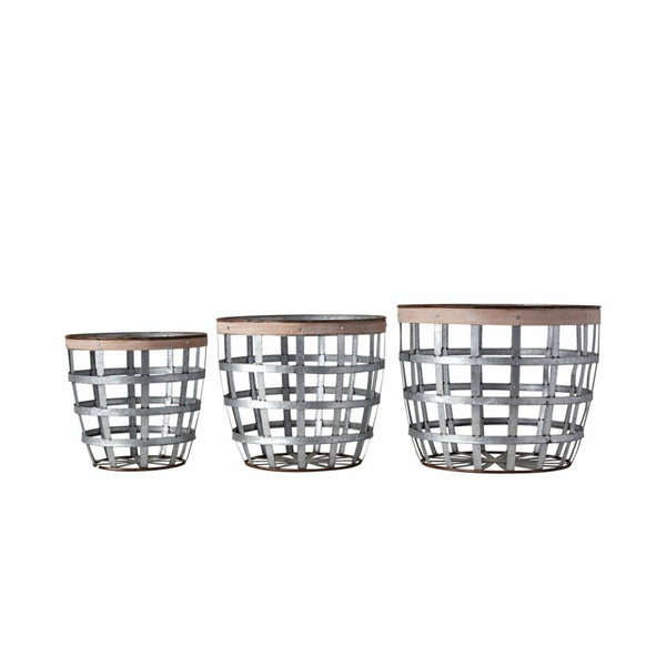 Bloomingville Set Of 3 Nesting Metal Baskets