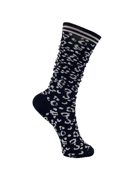 Black Colour Black Leopard Socks