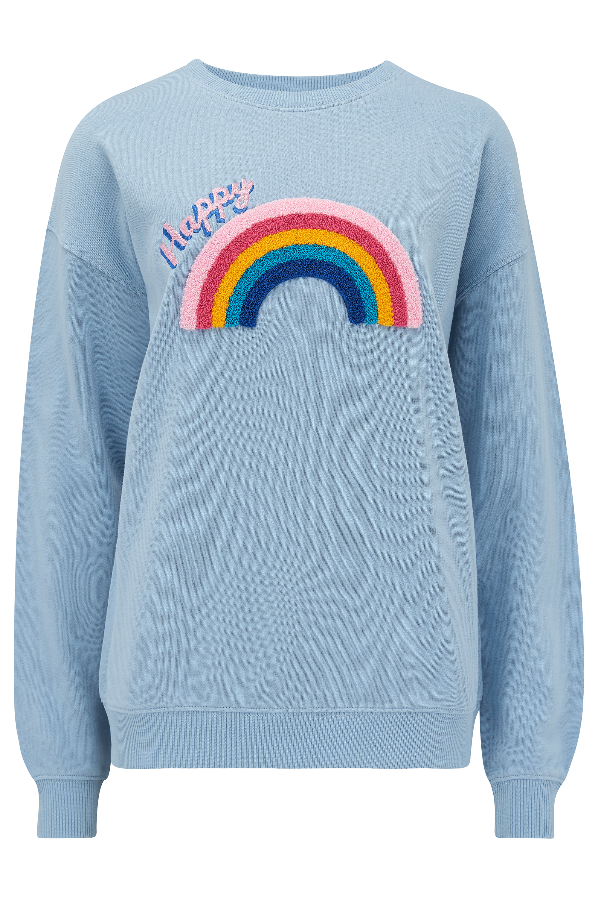 Sugarhill Brighton Noah Sweatshirt - Dusky Blue, Happy Rainbow