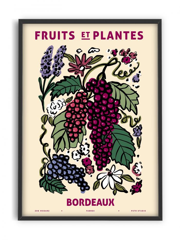 'Fleurs et Plantes' - Bordeaux Art Print