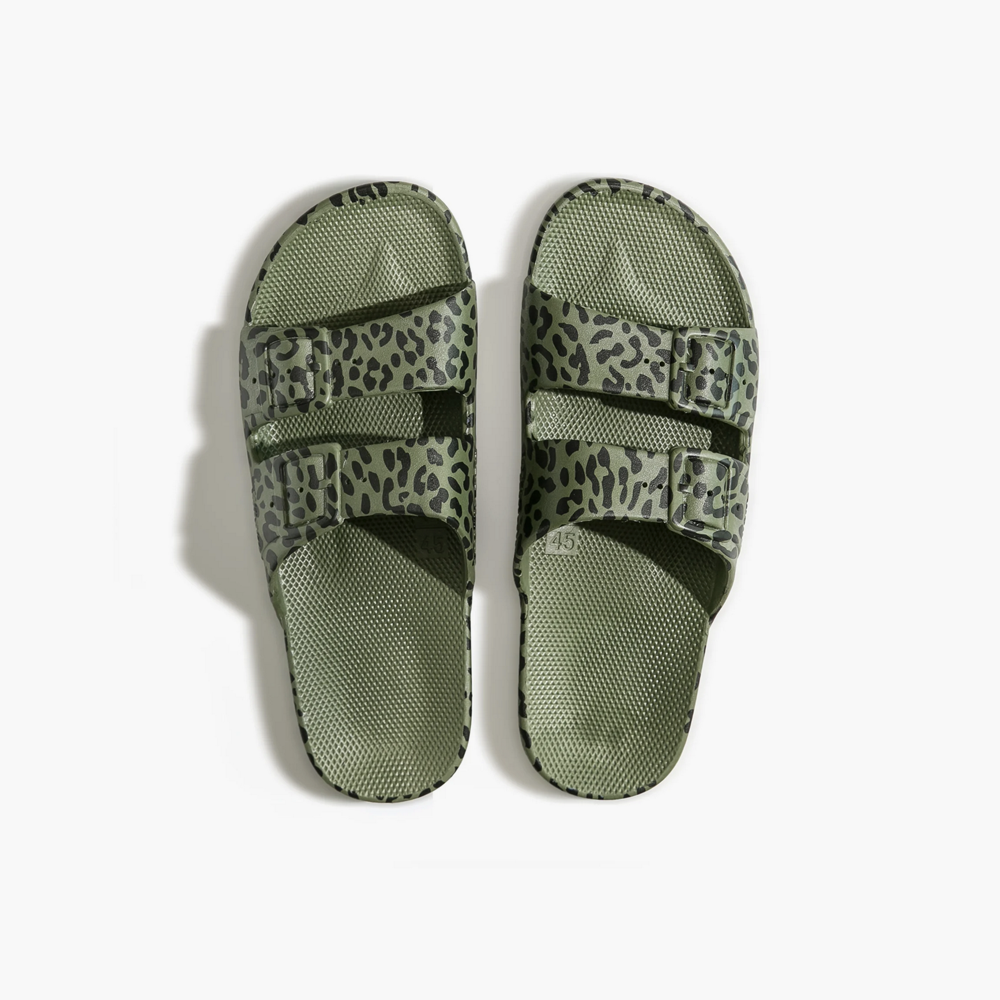 Freedom Moses LEO CACTUS - Olive Green Leopard Print Sandals